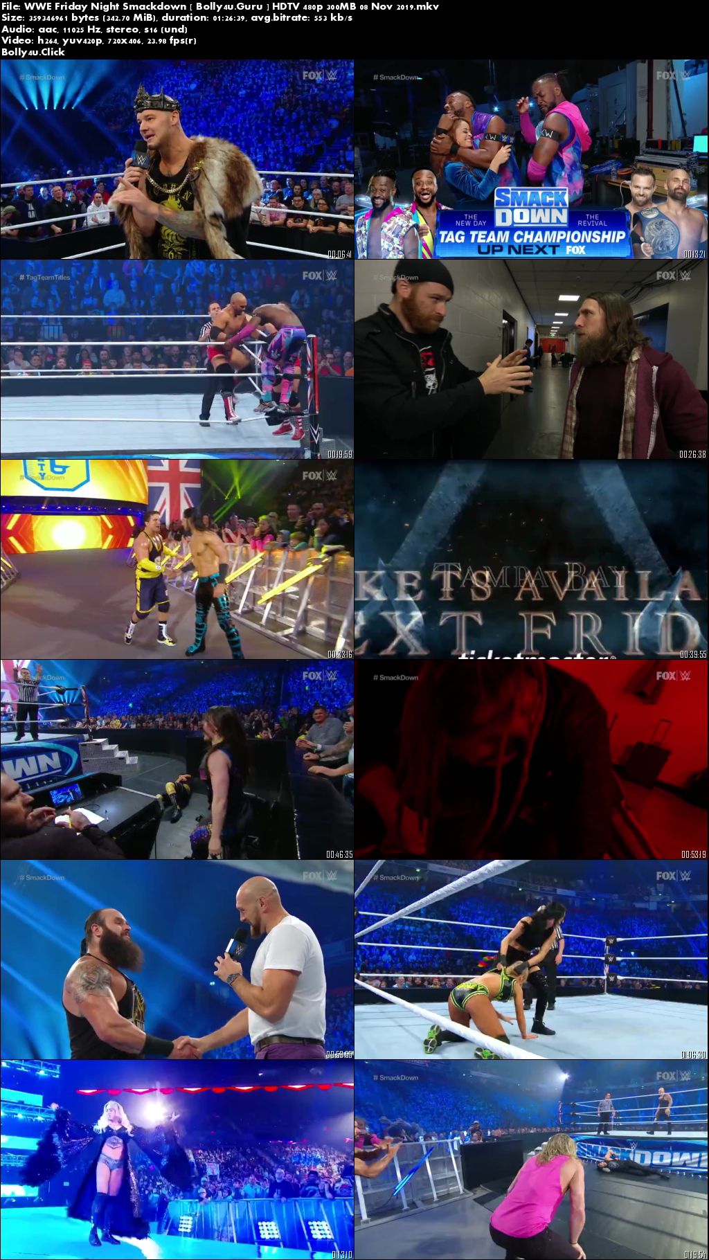 WWE Friday Night Smackdown HDTV 480p 300MB 08 November 2019 Download