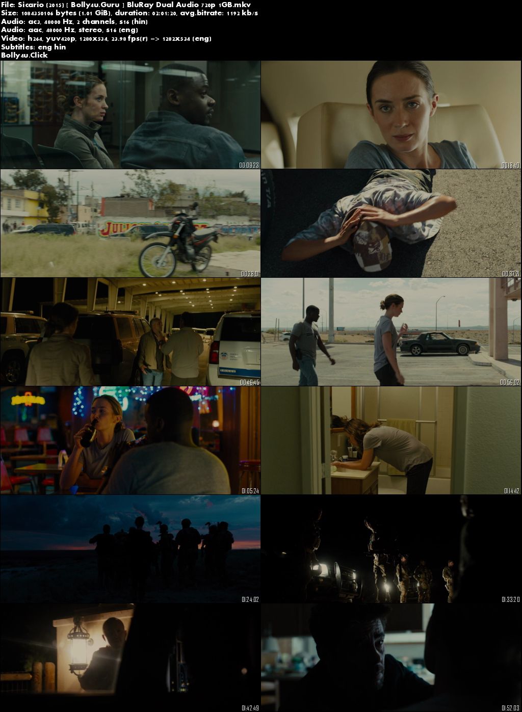 Sicario 2015 BluRay 400MB Hindi Dual Audio 480p ESub Download