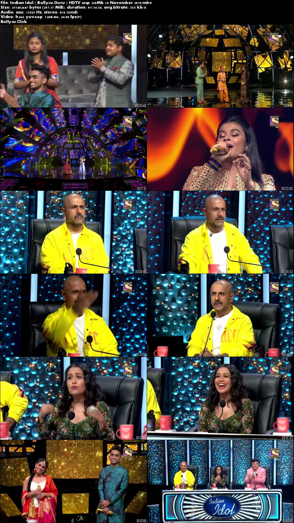 Indian Idol HDTV 480p 250Mb 10 November 2019 Download