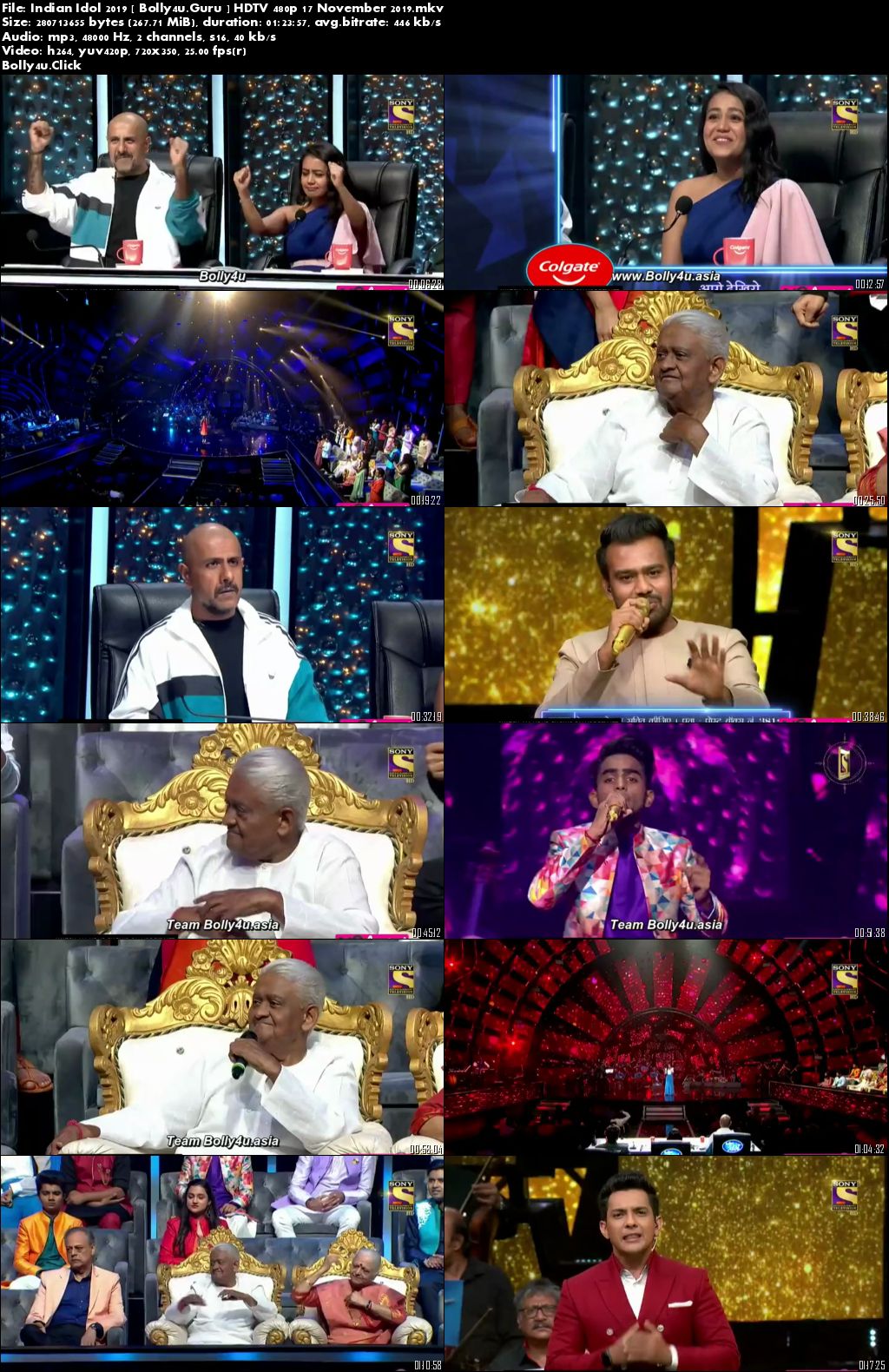 Indian Idol 2019 HDTV 480p 250MB 17 November 2019 Download