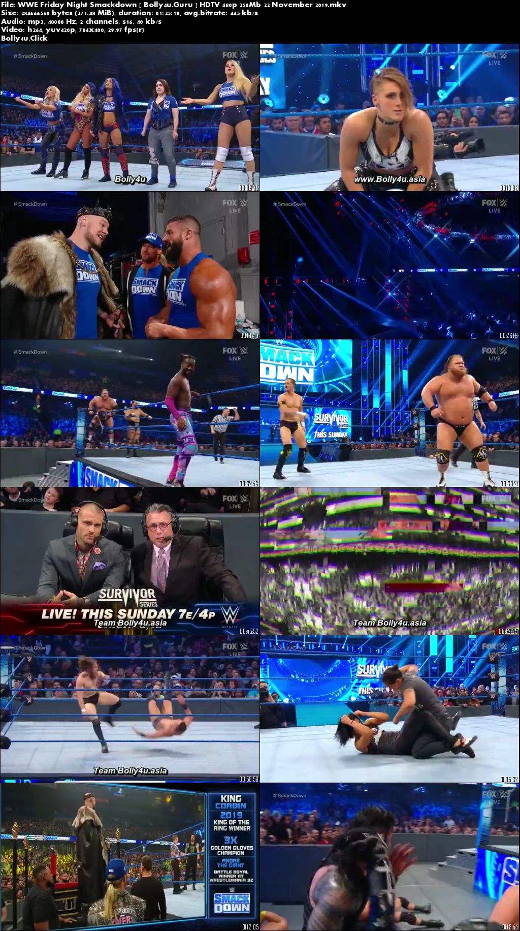 WWE Friday Night Smackdown HDTV 480p 250Mb 22 November 2019 Download
