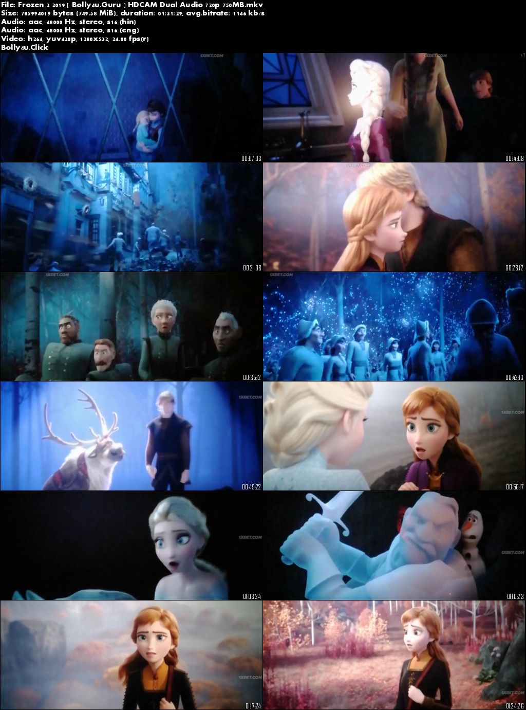 Frozen 2 2019 HDCAM 300MB Hindi Dual Audio 480p Download