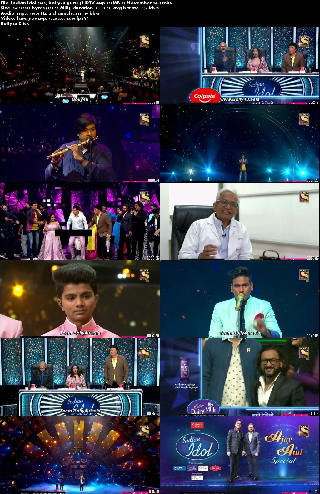 Indian Idol 2019 HDTV 480p 250MB 23 November 2019 Download