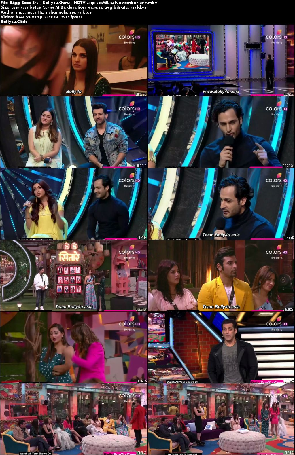 Bigg Boss S13 HDTV 480p 300MB 24 November 2019 download