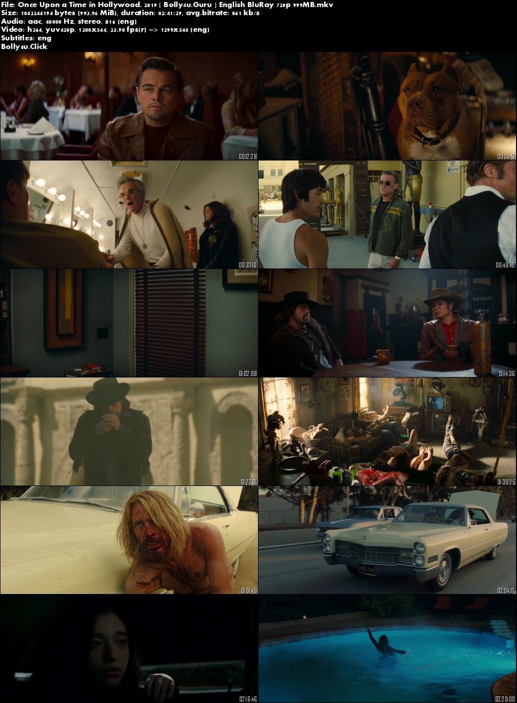 Once Upon a Time in Hollywood 2019 BRRip 999Mb English 720p ESub Download