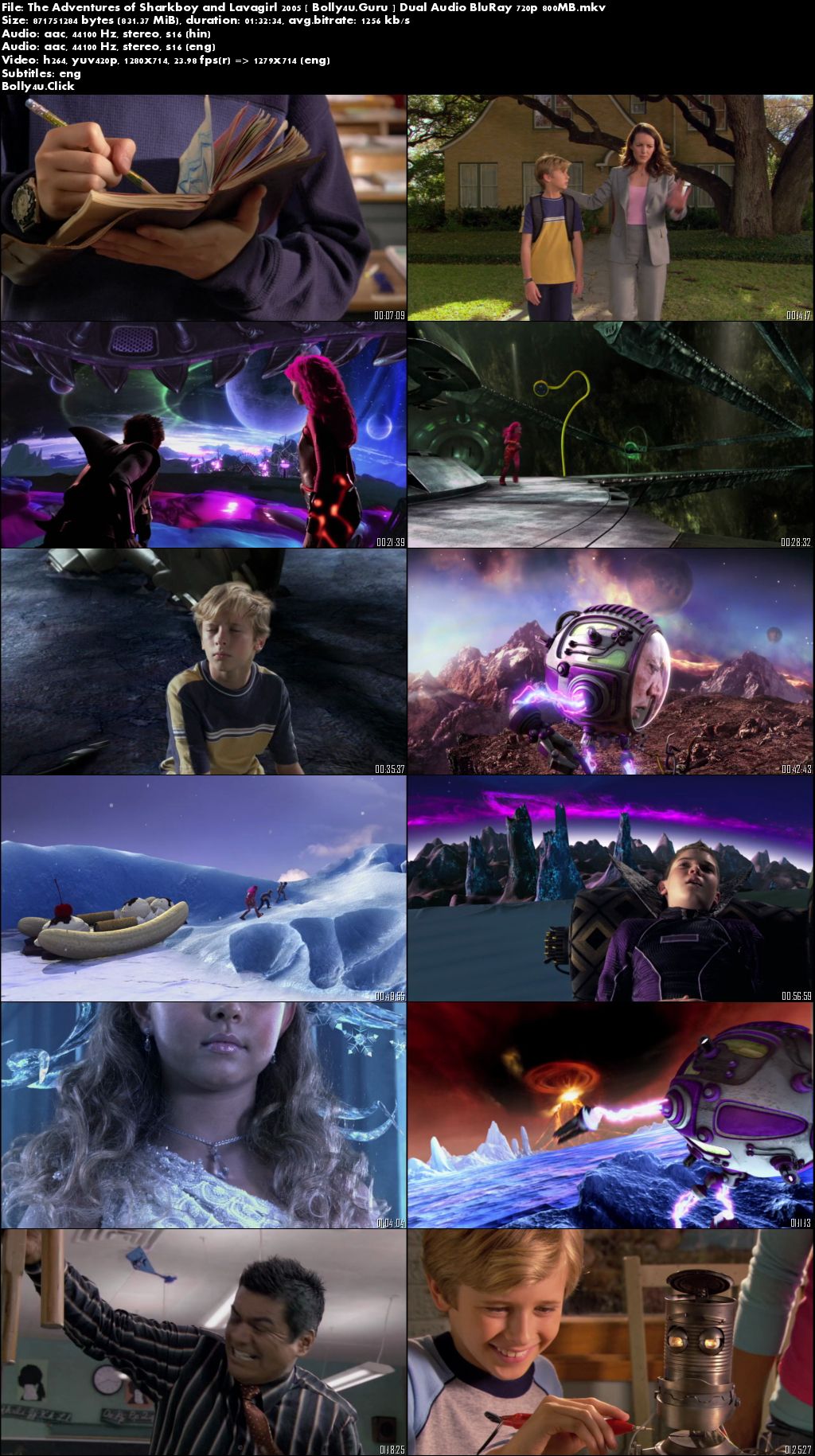 The Adventures of Sharkboy and Lavagirl 2005 BRRip 300Mb Hindi Dual Audio 480p Download