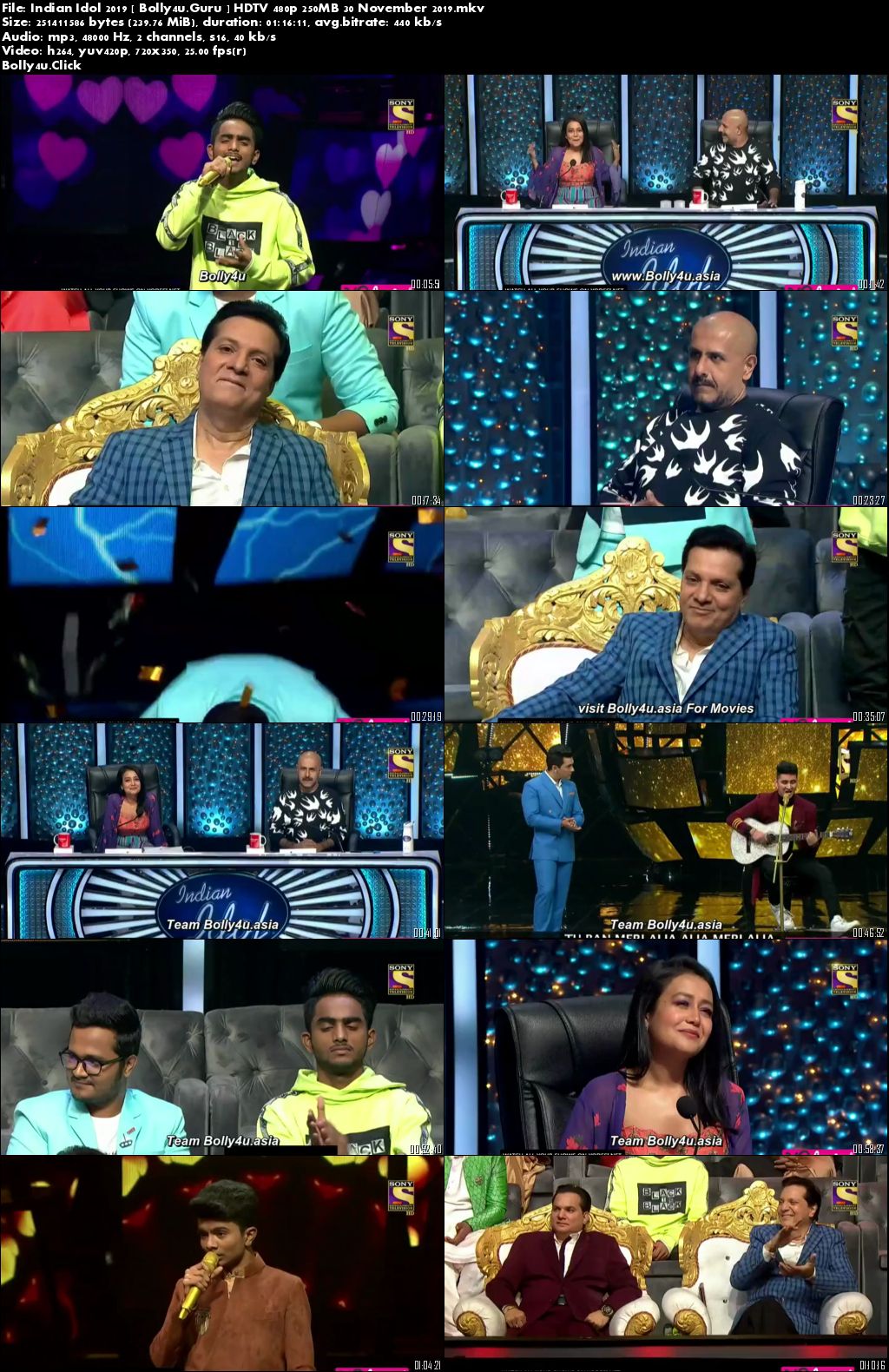 Indian Idol 2019 HDTV 480p 250MB 30 November 2019 Download