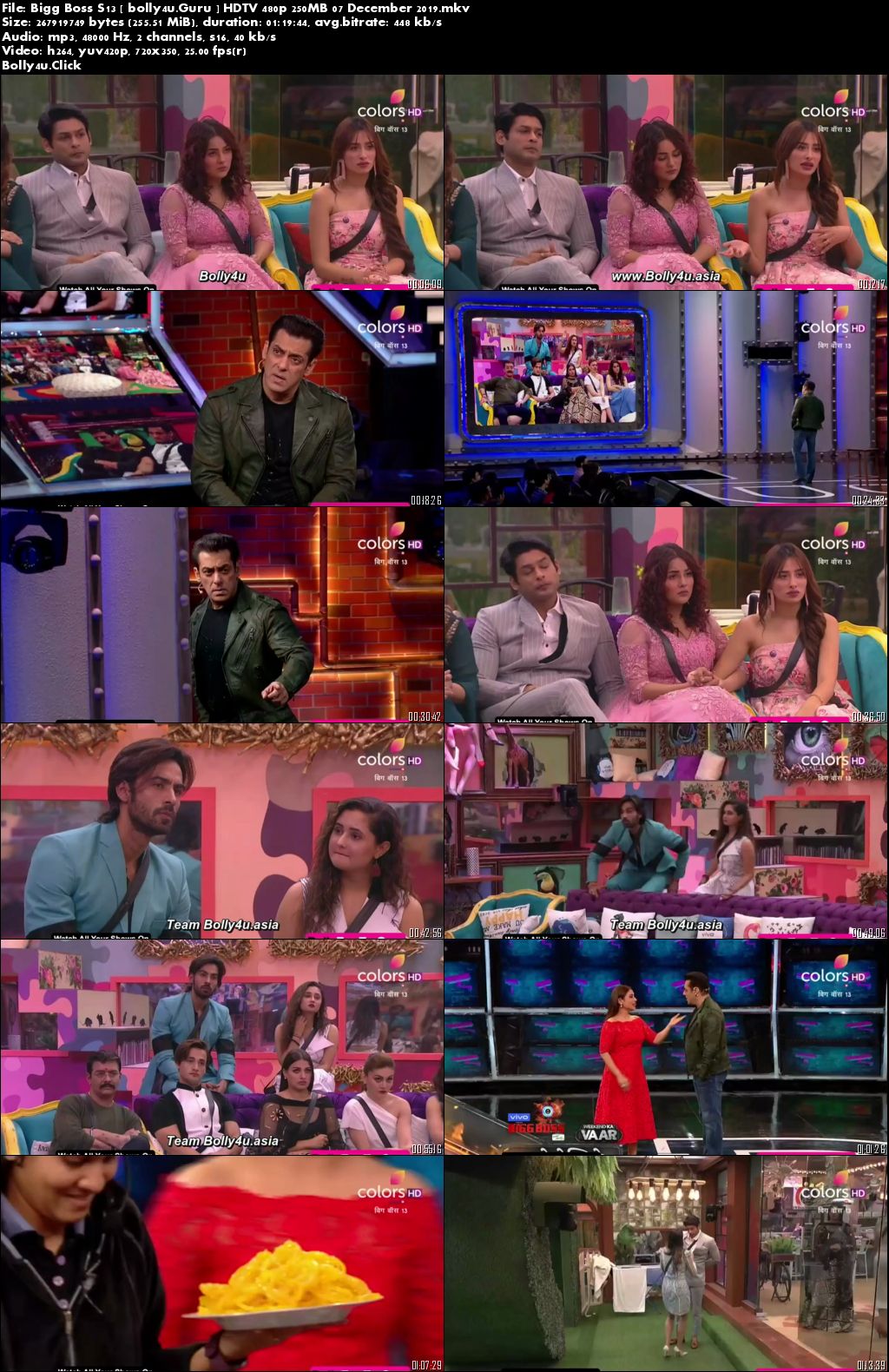 Bigg Boss S13 HDTV 480p 250MB 07 December 2019 Download