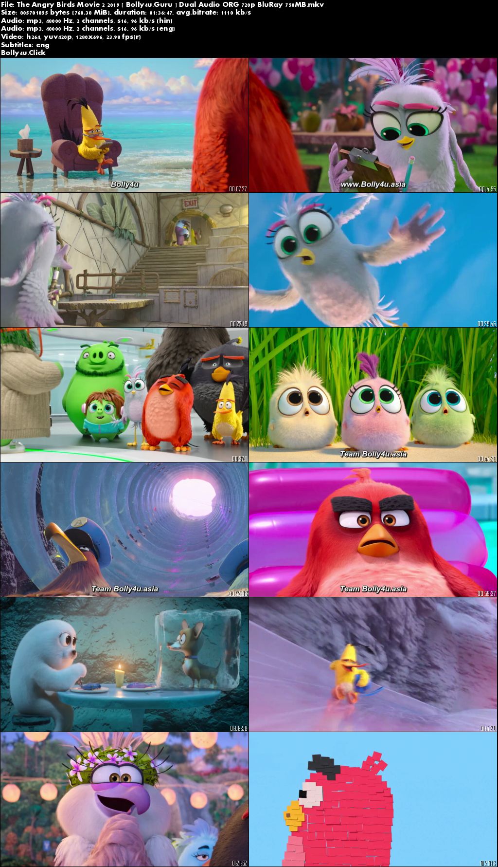 The Angry Birds Movie 2 2019 BRRip 400Mb Hindi Dual Audio ORG 480p ESub Download