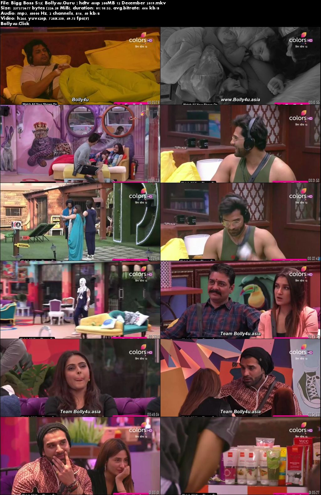 Bigg Boss S13 HDTV 480p 200MB 12 December 2019 Download