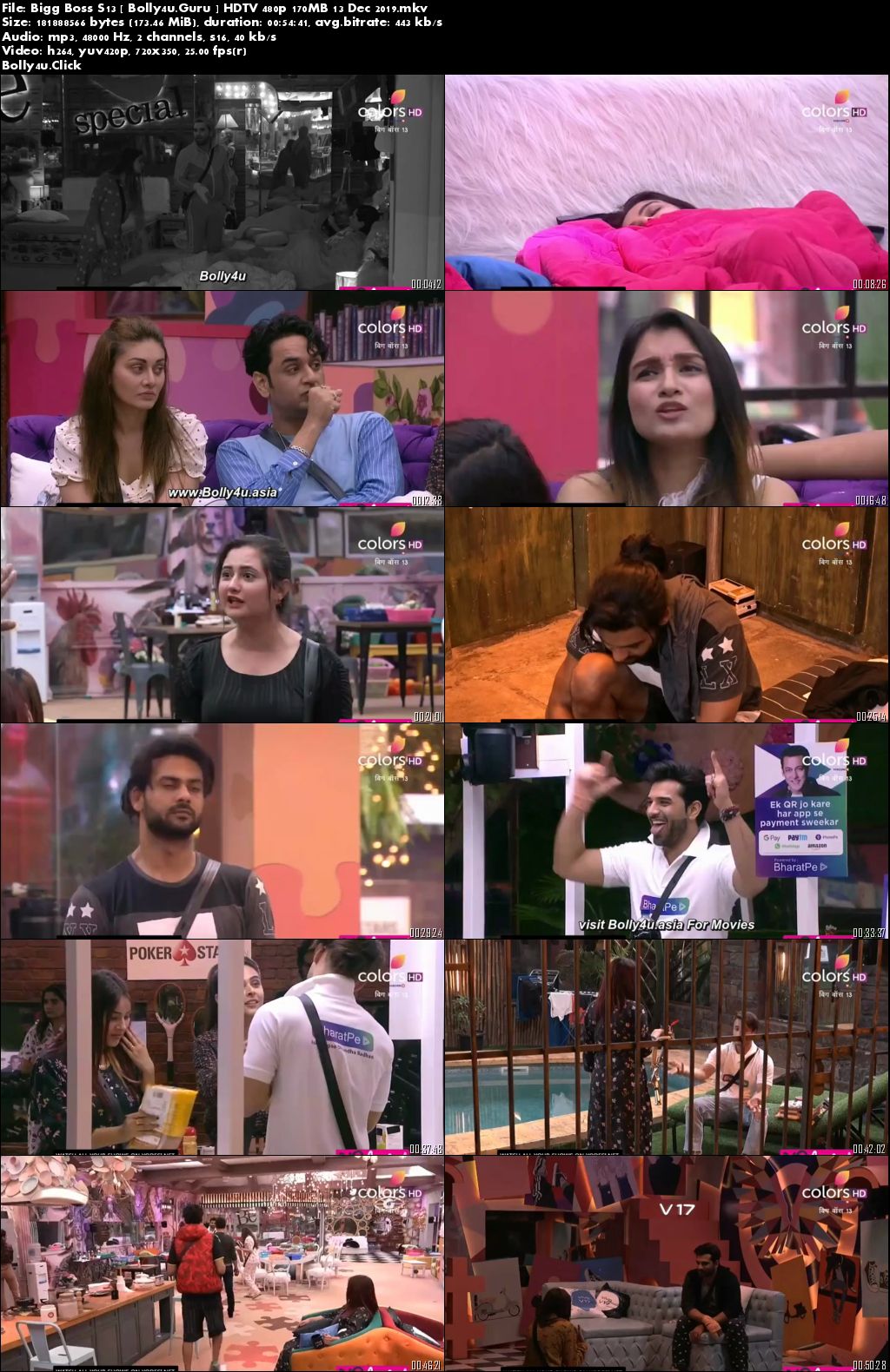 Bigg Boss S13 HDTV 480p 170MB 13 Dec 2019 Download