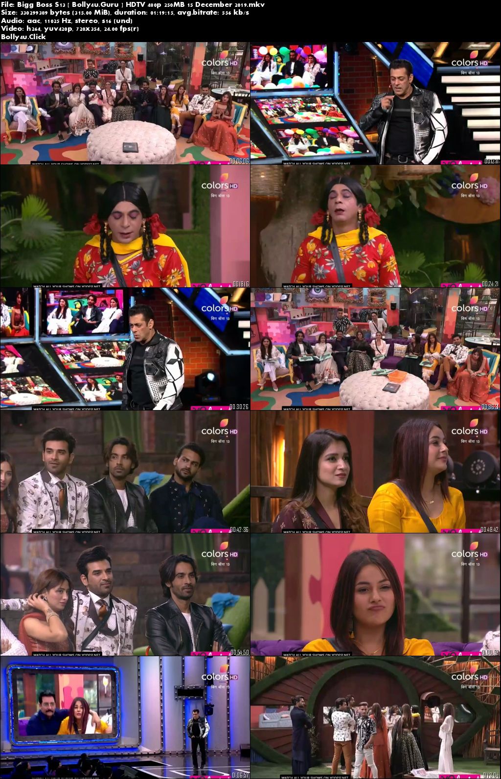 Bigg Boss S13 HDTV 480p 250MB 15 December 2019 Download