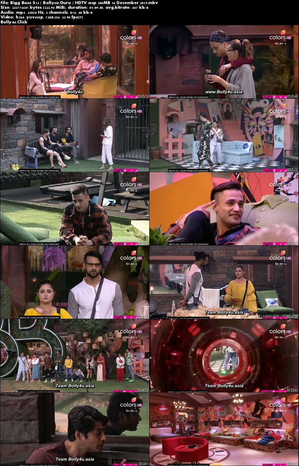 Bigg Boss S13 HDTV 480p 200MB 16 December 2019 download