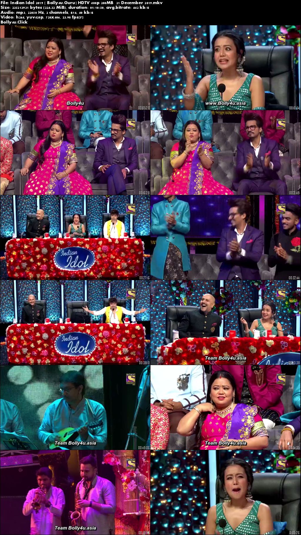 Indian Idol 2019 HDTV 480p 200MB 21 December 2019 Download