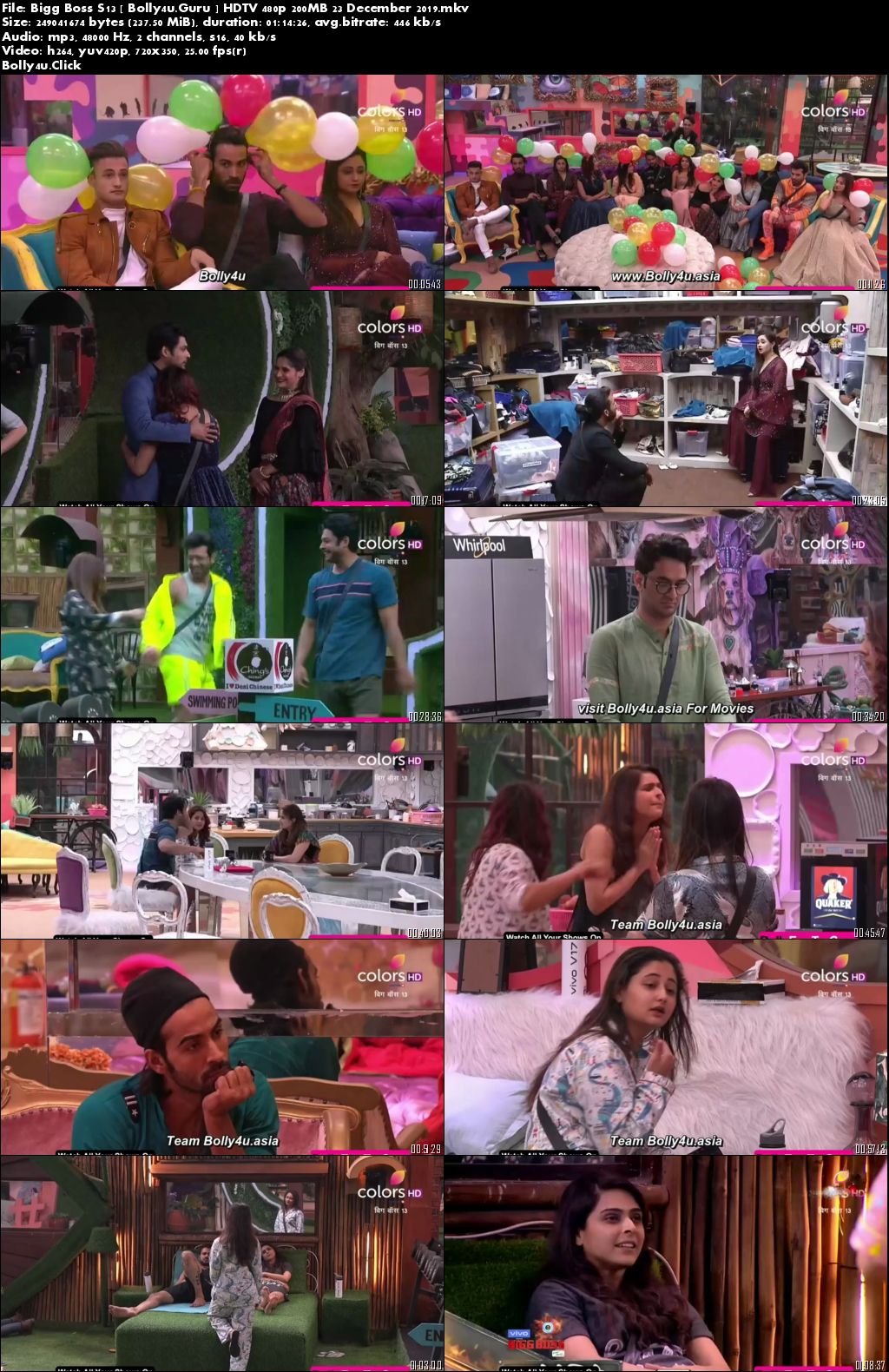 Bigg Boss S13 HDTV 480p 200MB 23 December 2019 Download