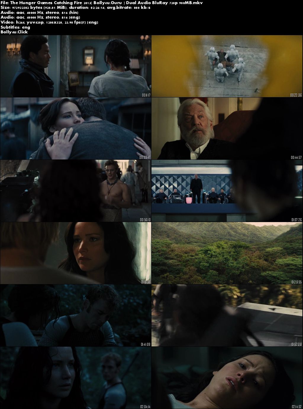 The Hunger Games Catching Fire 2013 BRRip 900Mb Hindi Dual Audio 720p Download