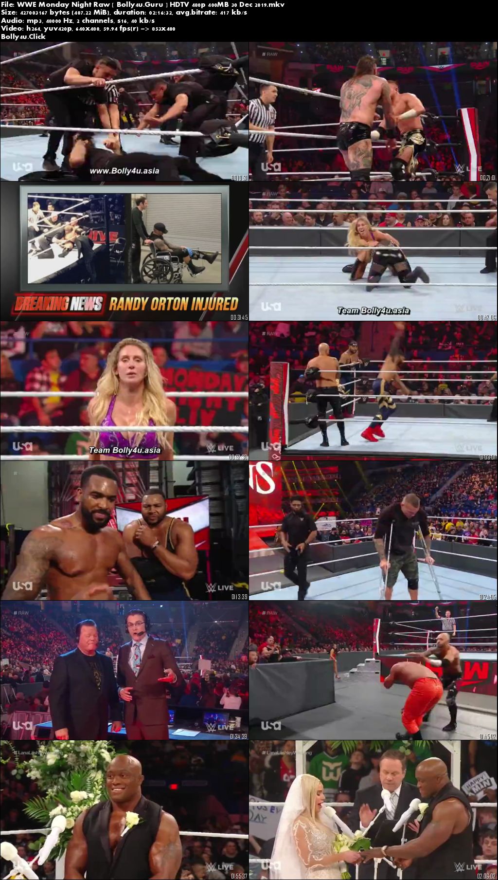 WWE Monday Night Raw HDTV 480p 400MB 30 December 2019 Download