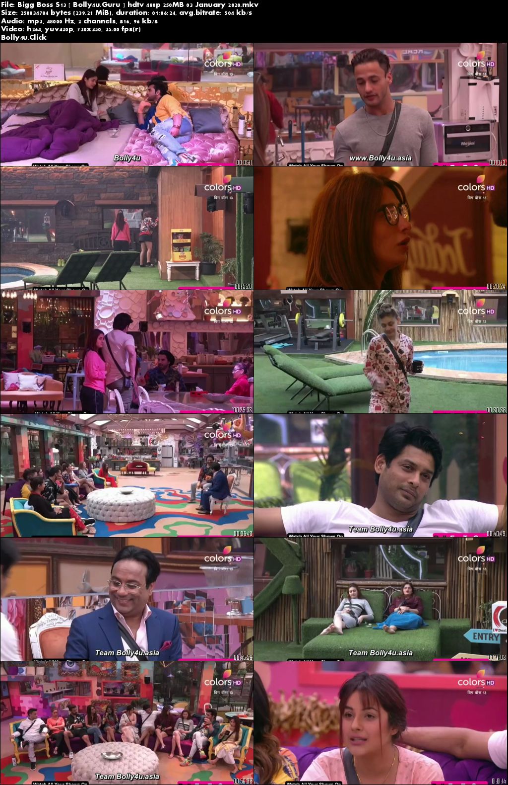 Bigg Boss S13 HDTV 480p 250MB 03 January 2020 Download