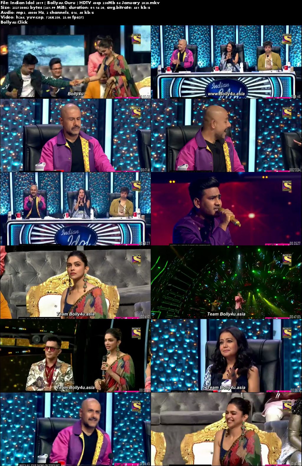 Indian Idol 2019 HDTV 480p 250Mb 04 January 2020 Download