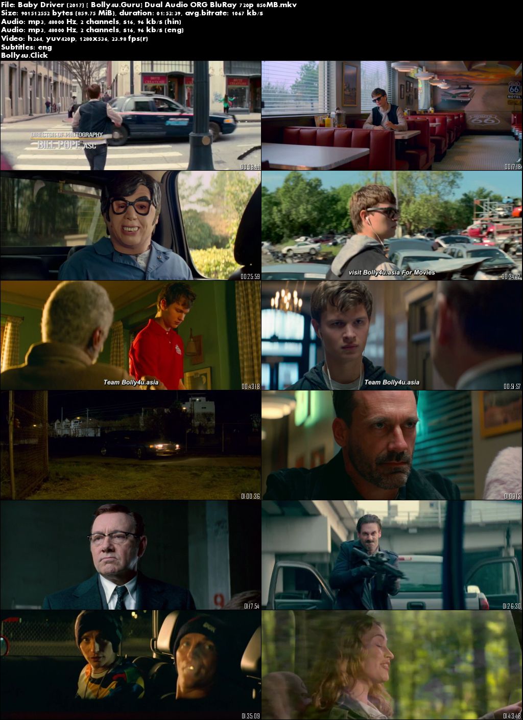 Baby Driver 2017 BluRay 850Mb Hindi Dual Audio ORG 720p Download