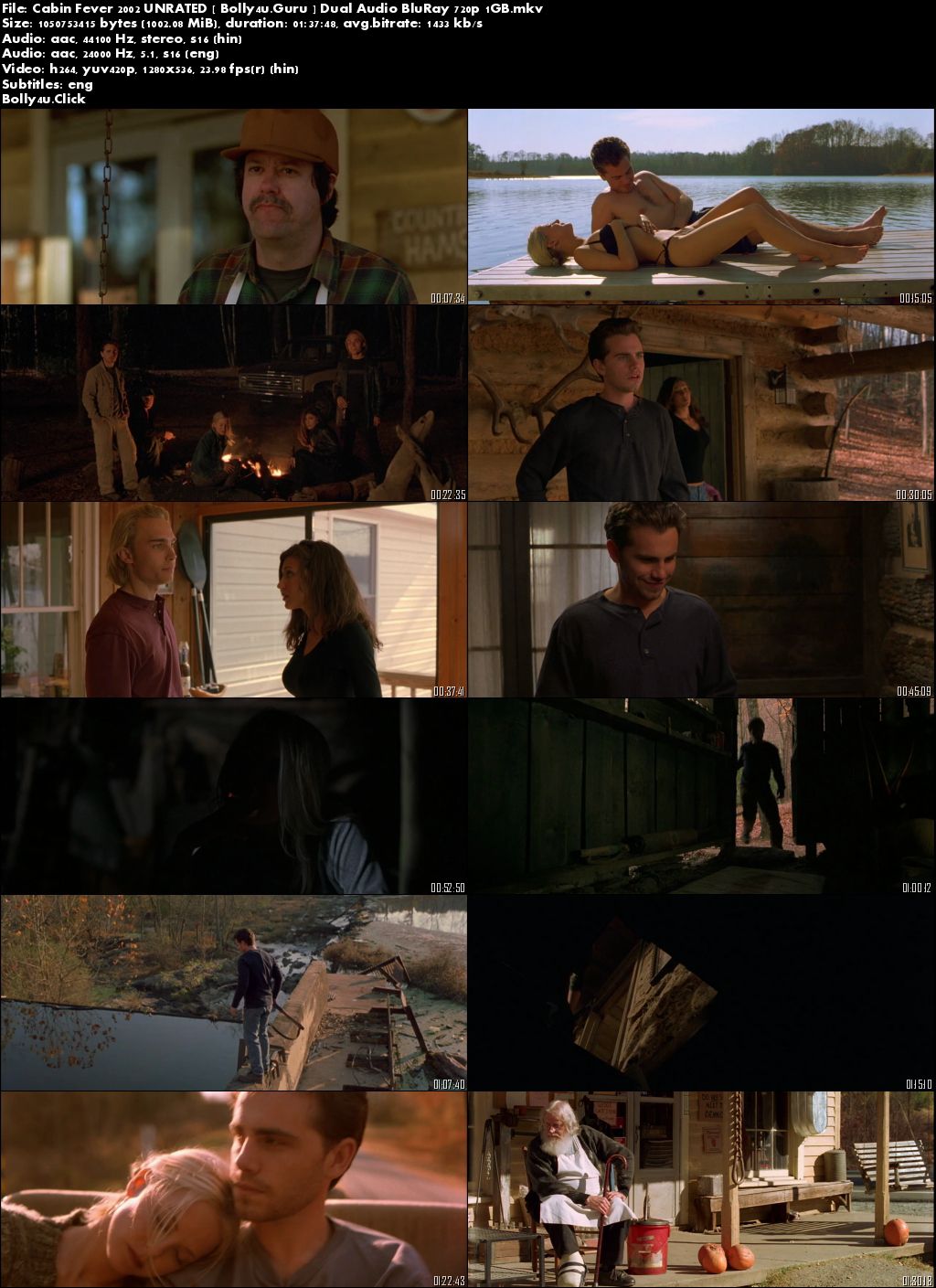 Cabin Fever 2002 BluRay 1GB UNRATED Hindi Dual Audio 720p Download