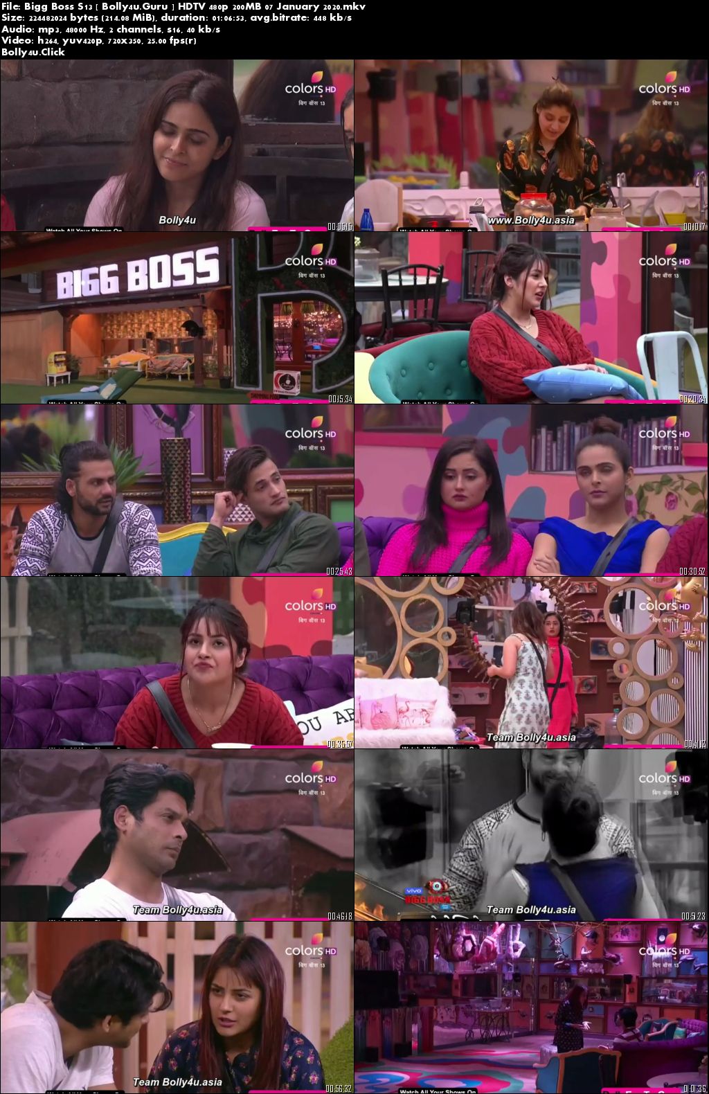 Bigg Boss S13 HDTV 480p 200MB 07 January 2020 Download