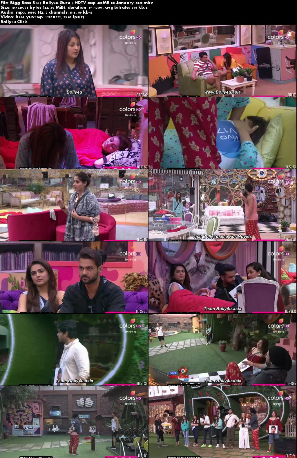 Bigg Boss S13 HDTV 400MB 08 January 2020 480p 720p Download