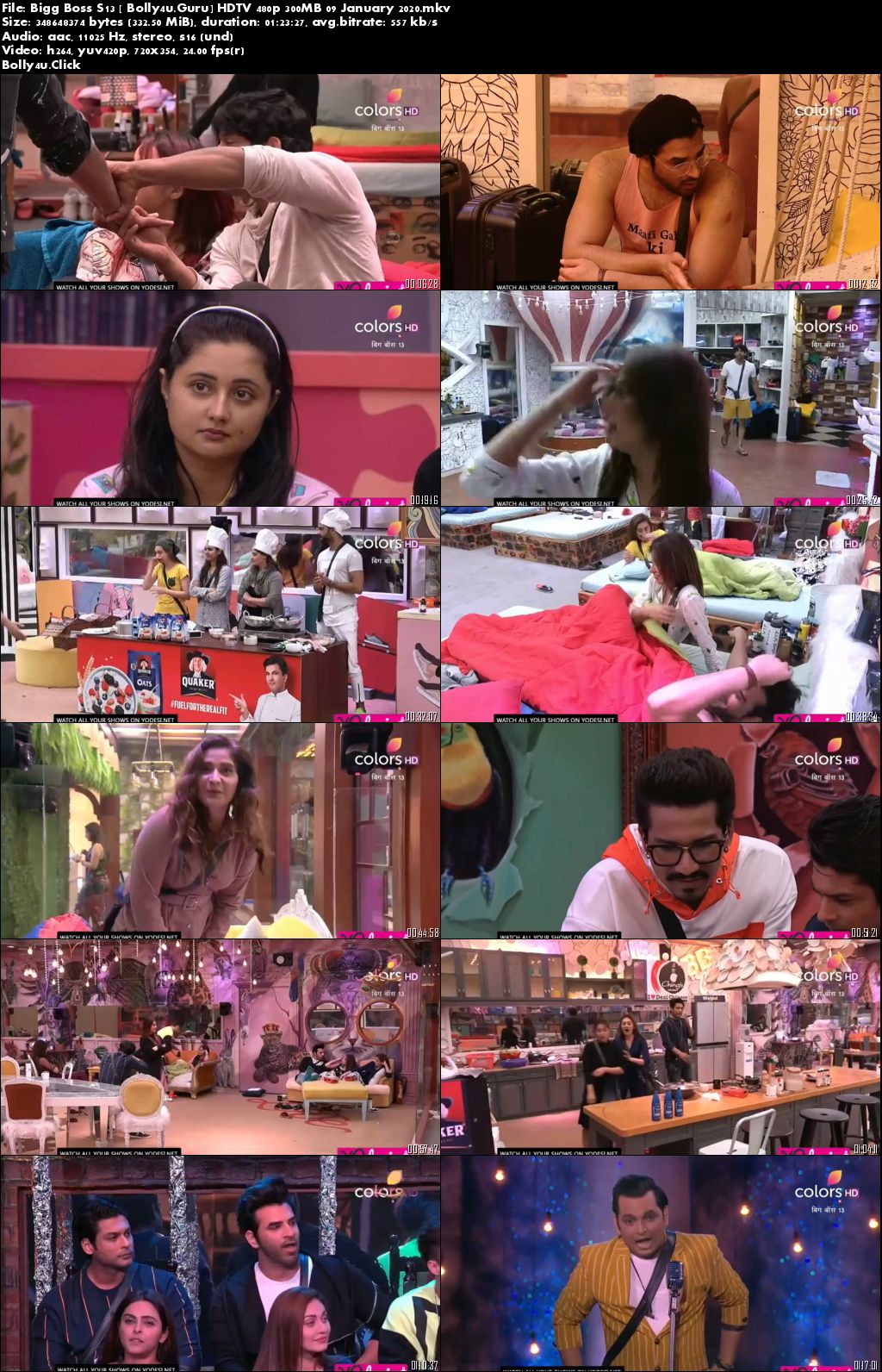 Bigg Boss S13 HDTV 480p 300MB 09 January 2020 download