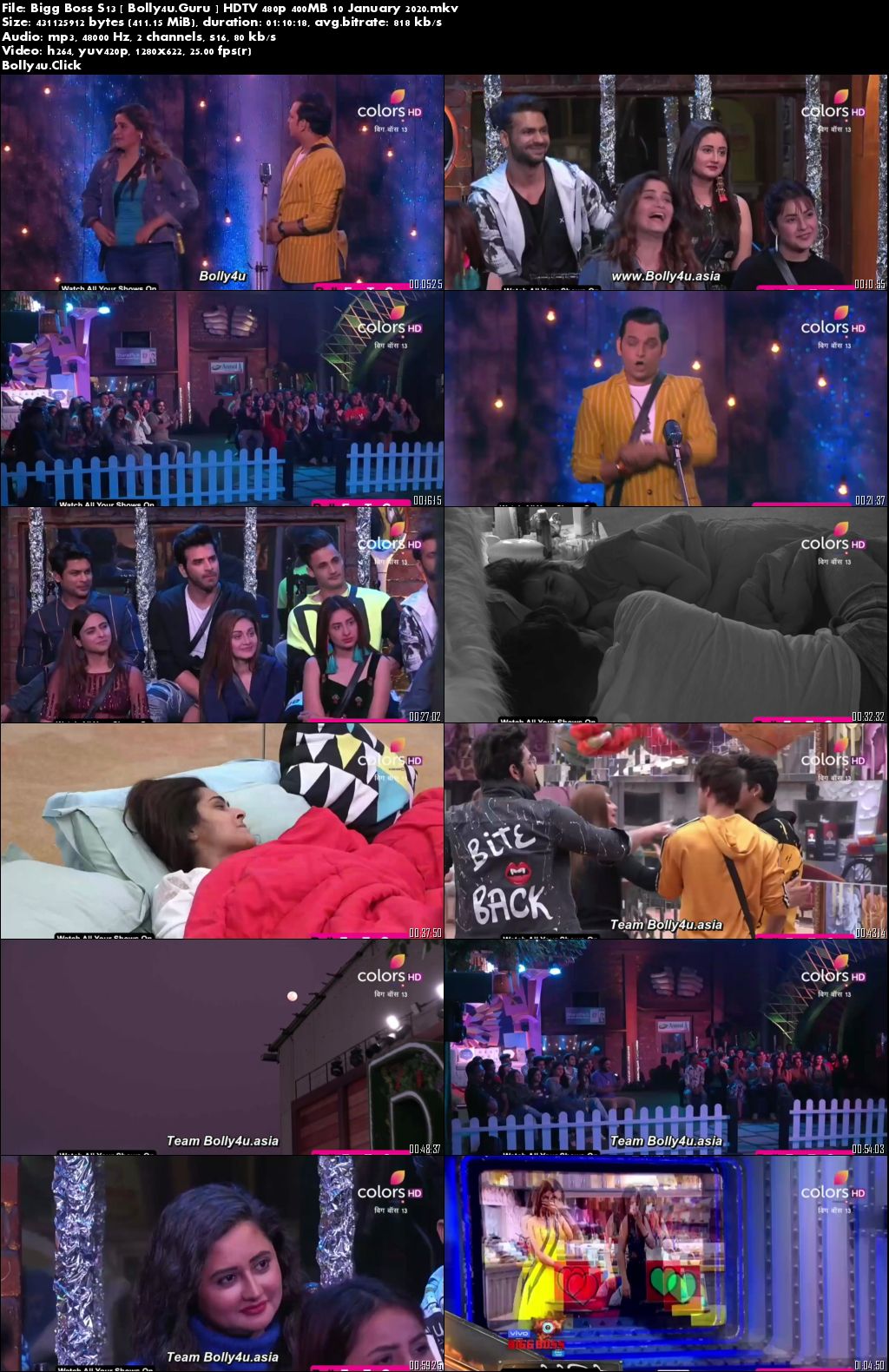 Bigg Boss S13 HDTV 400MB 10 January 2020 480p 720p download