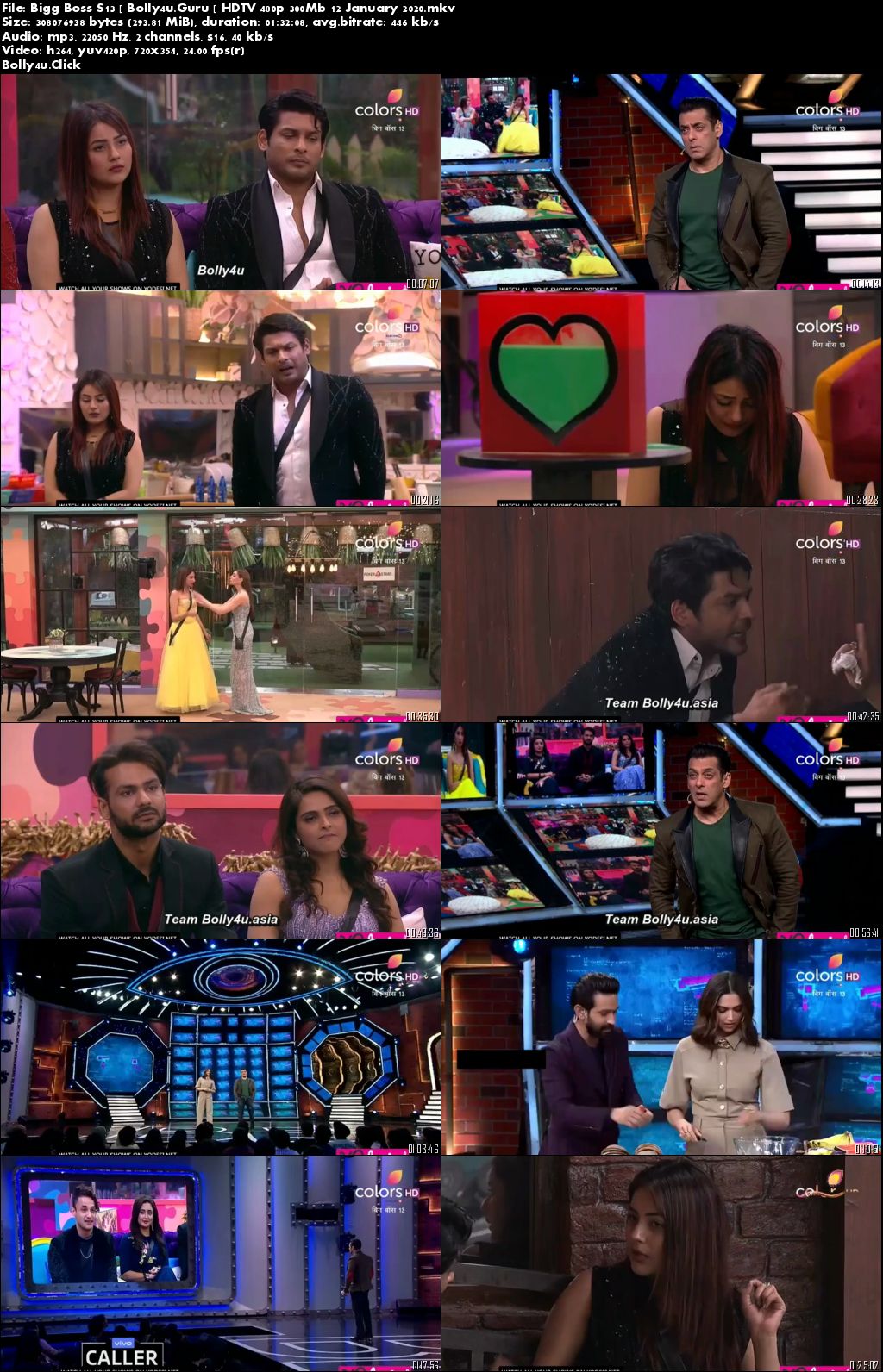 Bigg Boss S13 HDTV 480p 300Mb 12 January 2020 Download