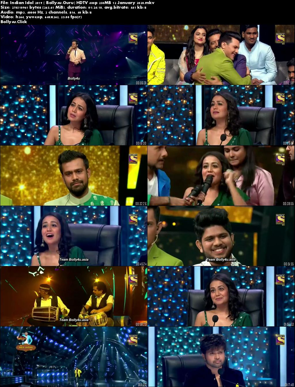 Indian Idol 2019 HDTV 480p 250MB 12 January 2020 Download