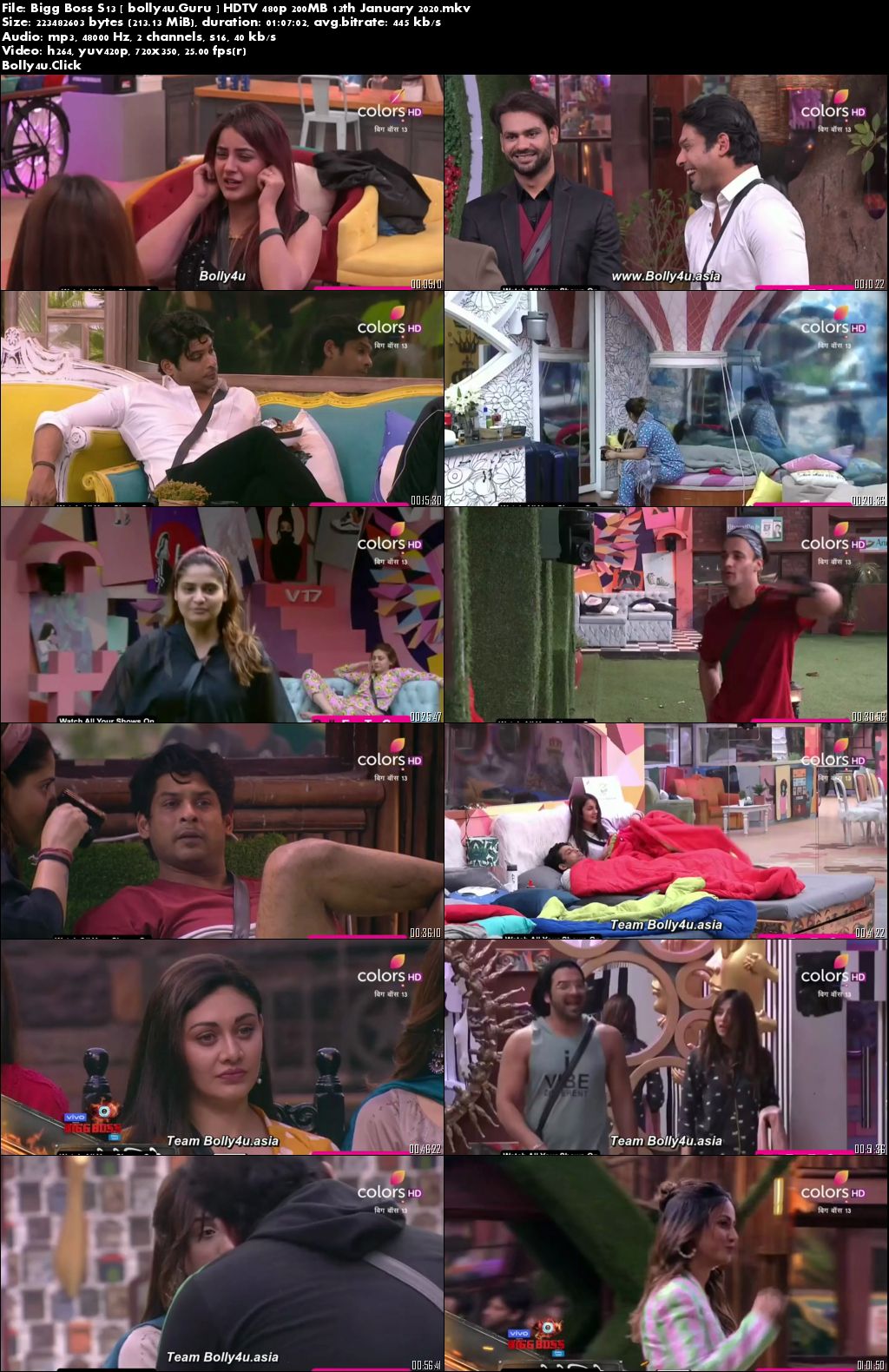 Bigg Boss S13 HDTV 400MB 13 January 2020 480p 720p Download