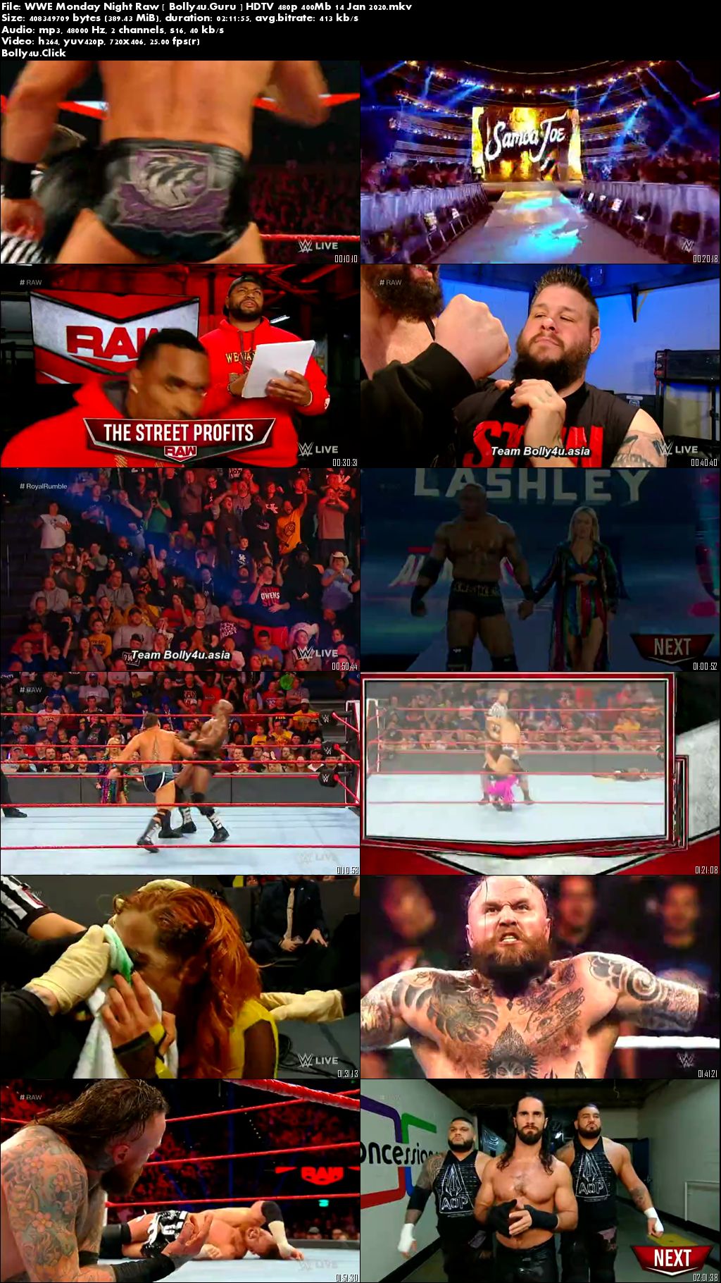 WWE Monday Night Raw HDTV 480p 400Mb 14 Jan 2020 Download