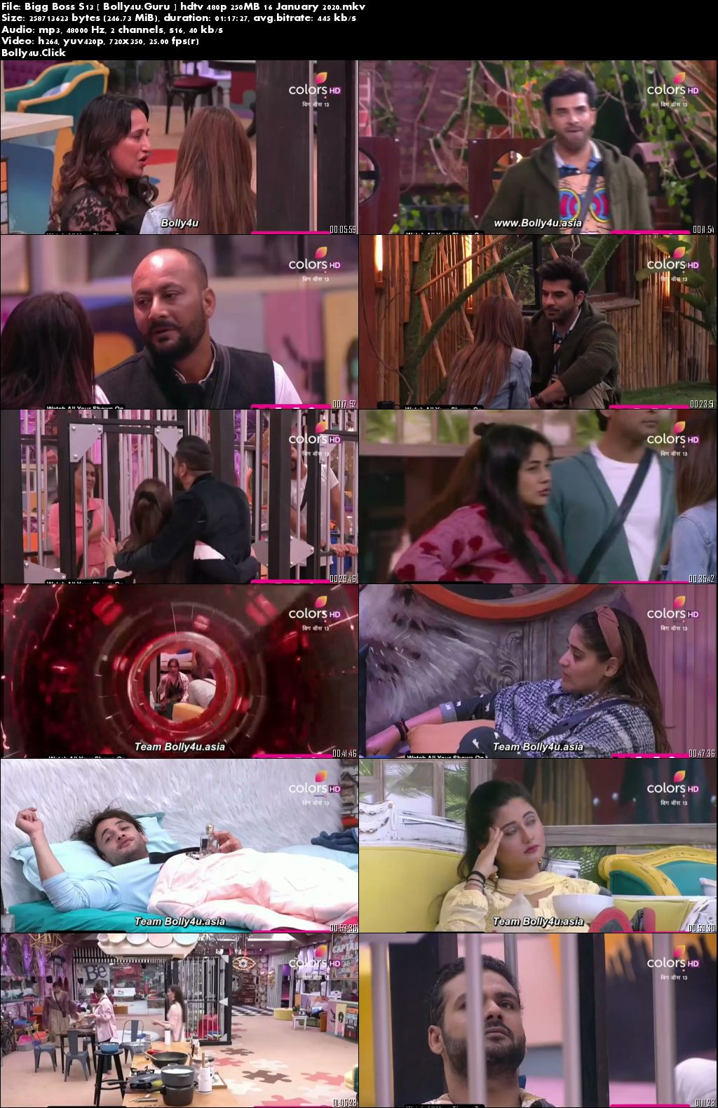 Bigg Boss S13 HDTV 480p 250MB 16 January 2020 Download