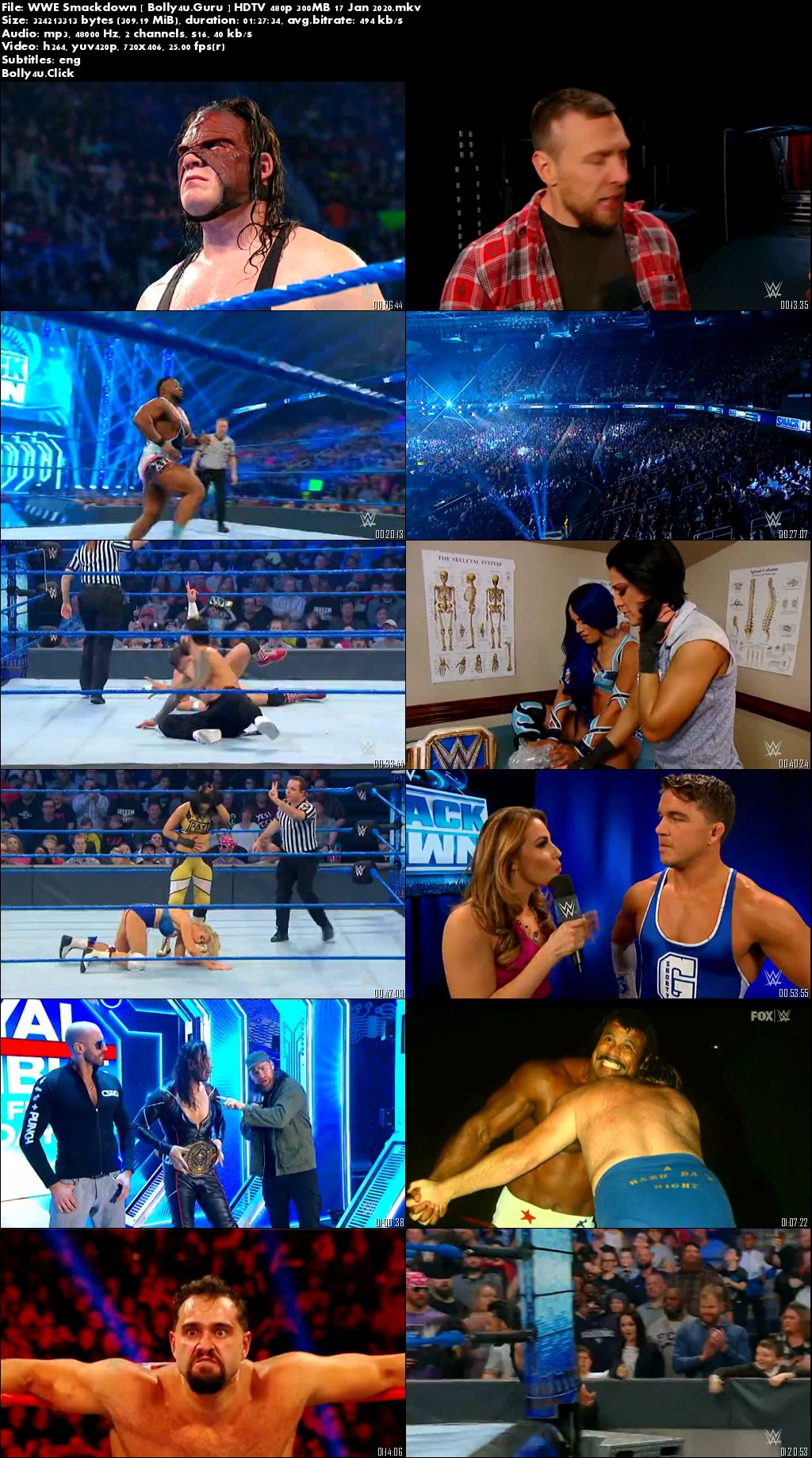 WWE Friday Night Smackdown HDTV 480p 300MB 17 Jan 2020 Download