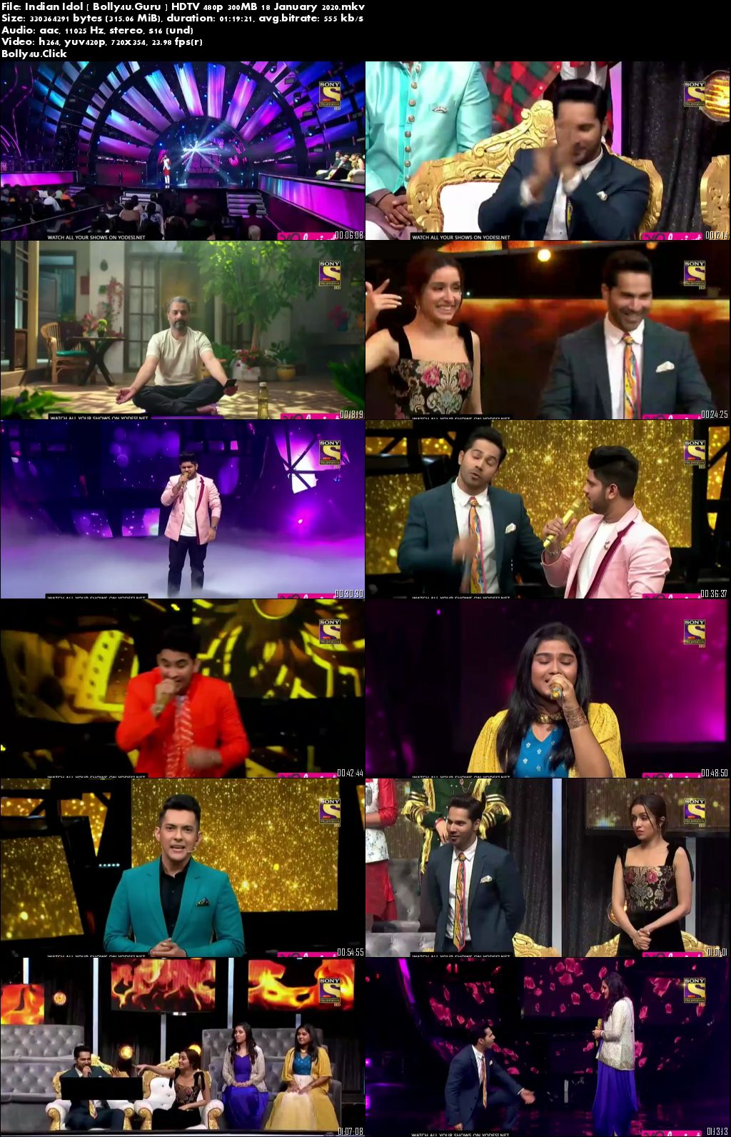 Indian Idol 2019 HDTV 480p 300MB 18 January 2020 Download