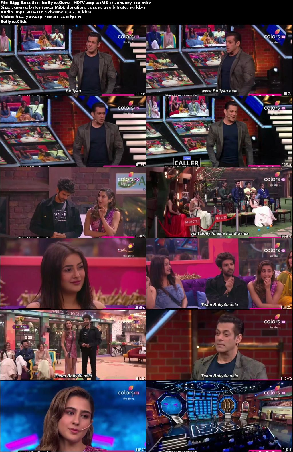 Bigg Boss S13 HDTV 480p 250MB 19 January 2020 Download