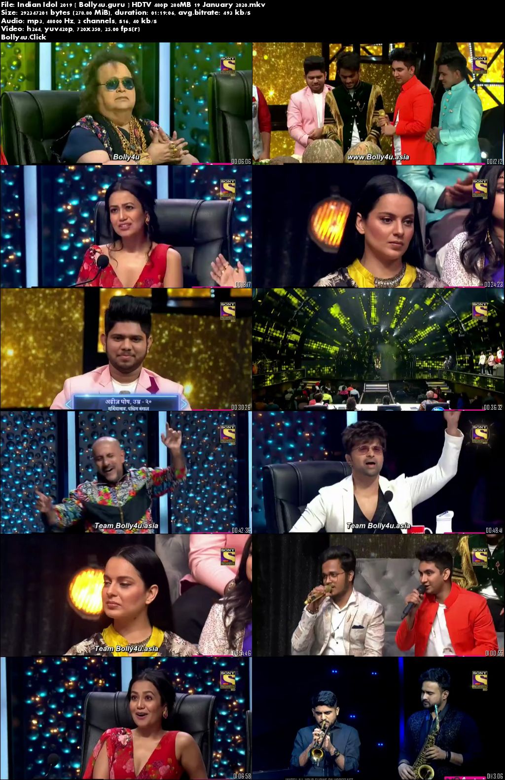 Indian Idol 2019 HDTV 480p 280MB 19 January 2020 Download