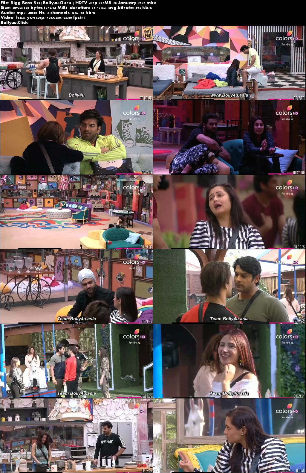 Bigg Boss S13 HDTV 480p 270MB 20 January 2020 Download