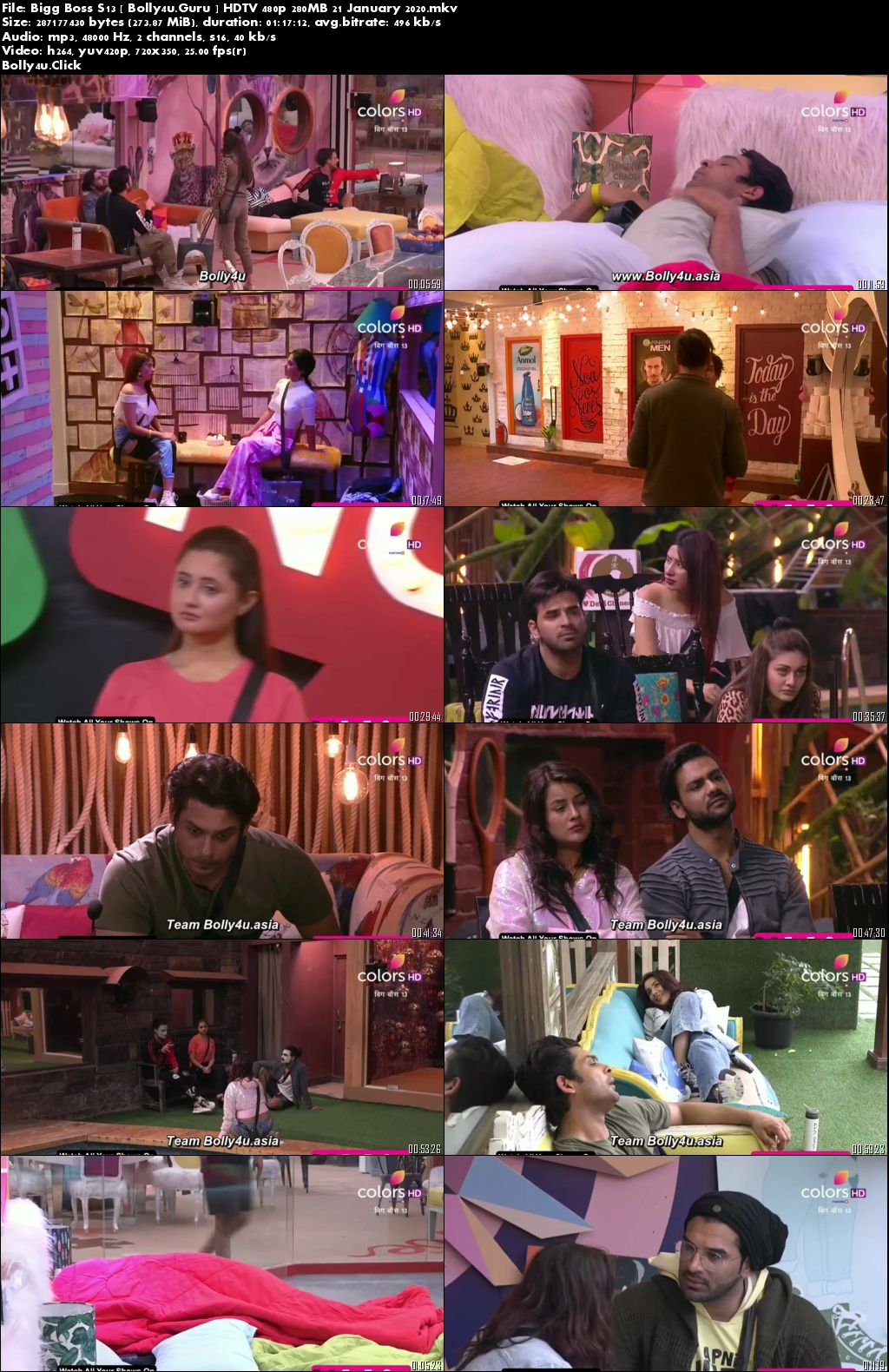 Bigg Boss S13 HDTV 480p 280MB 21 January 2020 Download