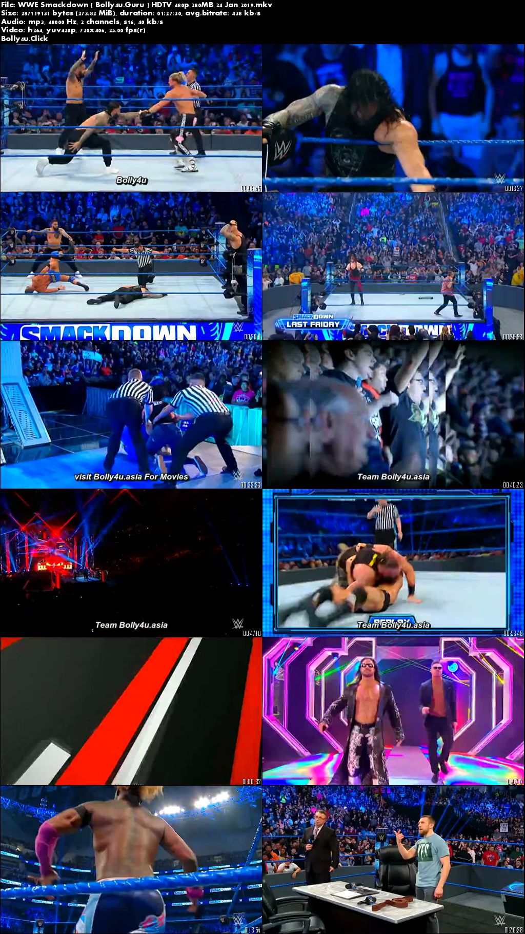 WWE Smackdown HDTV 480p 280MB 24 Jan 2019 Download