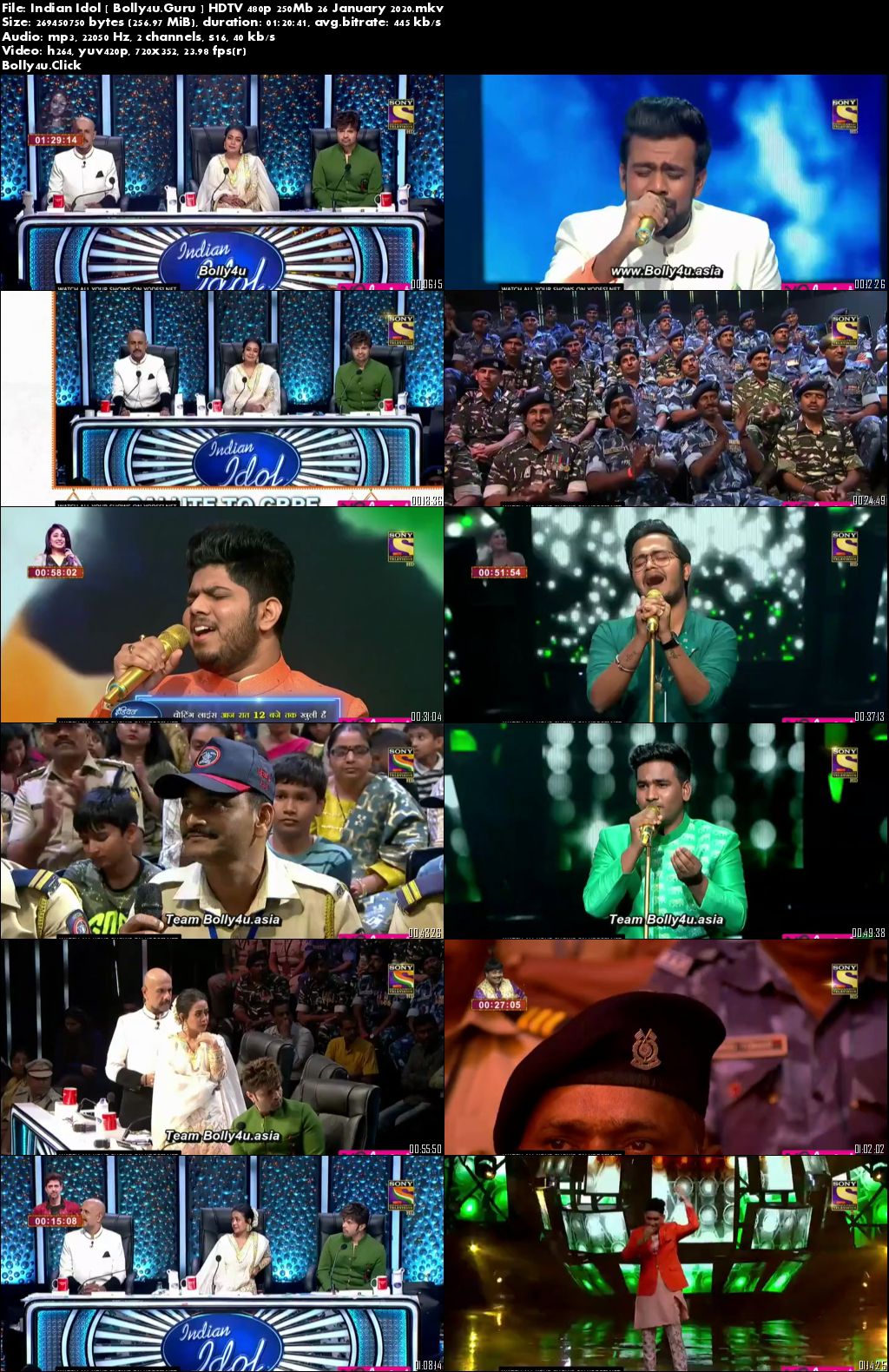 Indian Idol 2019 HDTV 480p 250Mb 26 January 2020 Download