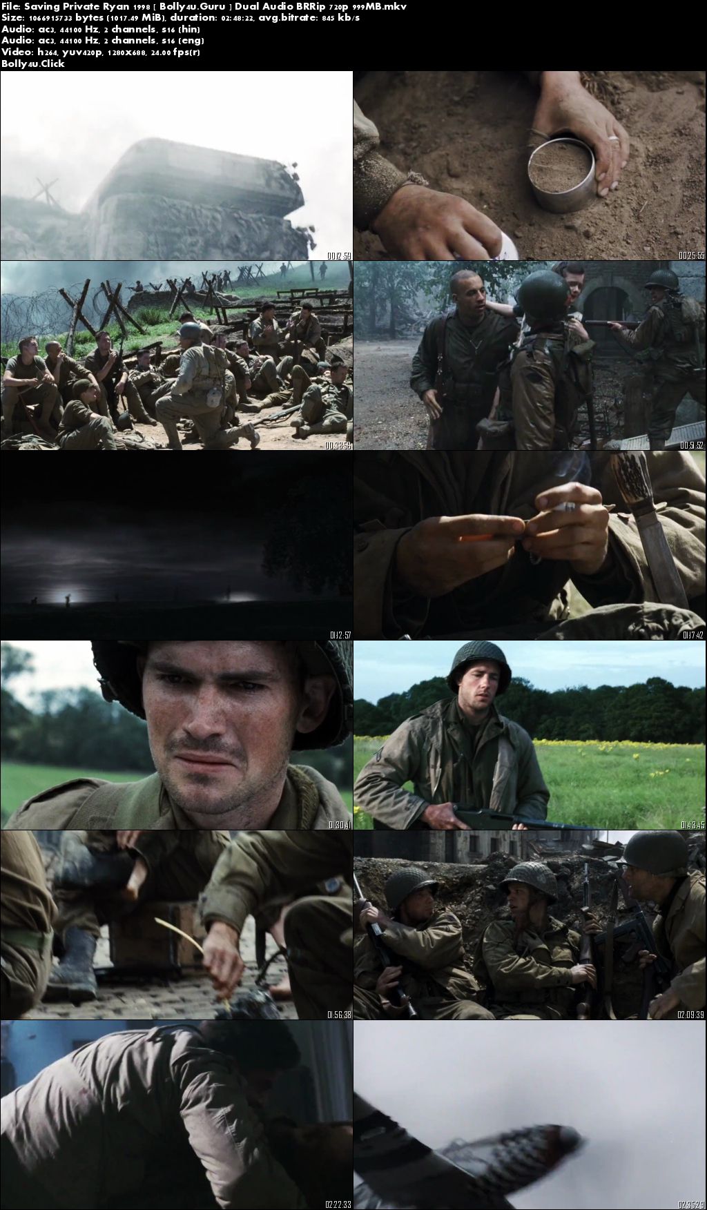 Saving Private Ryan 1998 BRRip 500MB Hindi Dual Audio 480p Download