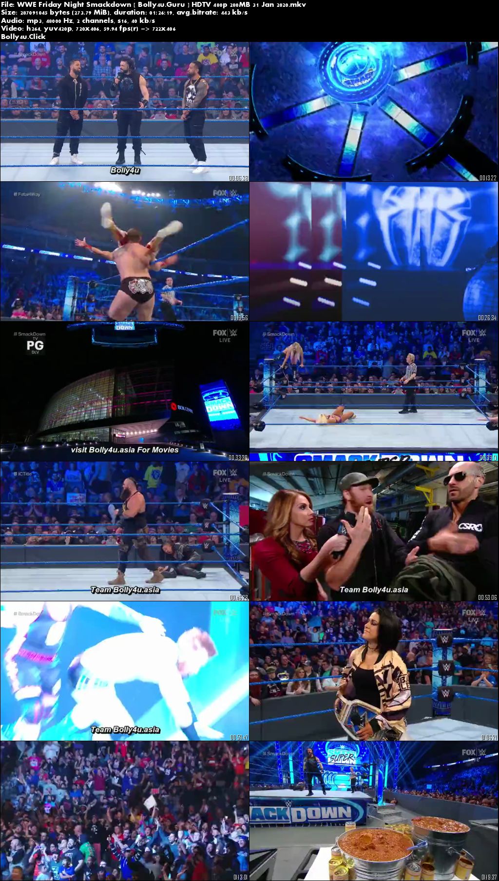 WWE Friday Night Smackdown HDTV 480p 280MB 31 Jan 2020 Download
