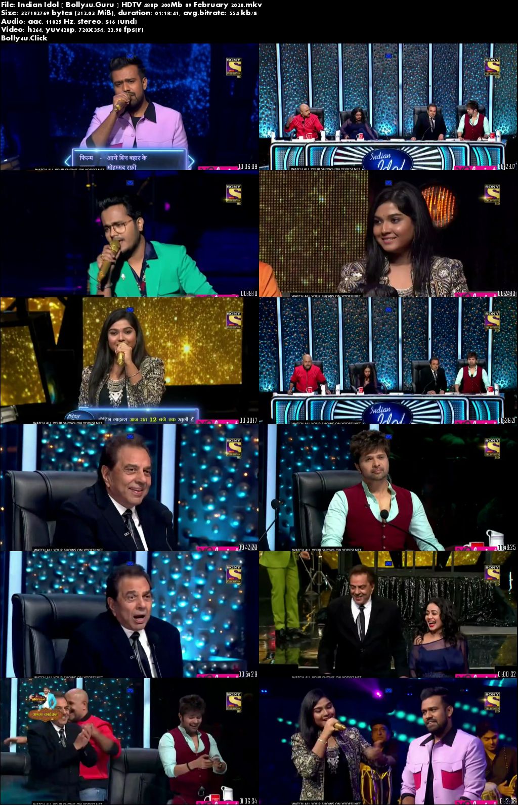 Indian Idol HDTV 480p 300Mb 09 February 2020 Download