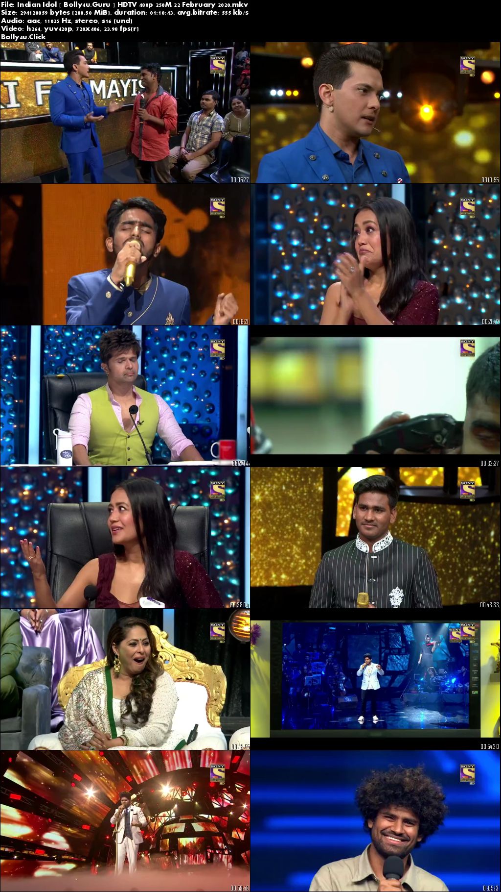 Indian Idol HDTV 480p 250MB 22 February 2020 Download