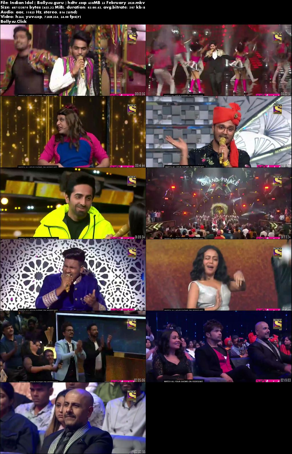 Indian Idol HDTV 480p 650MB Grand Finale 23 February 2020 Download