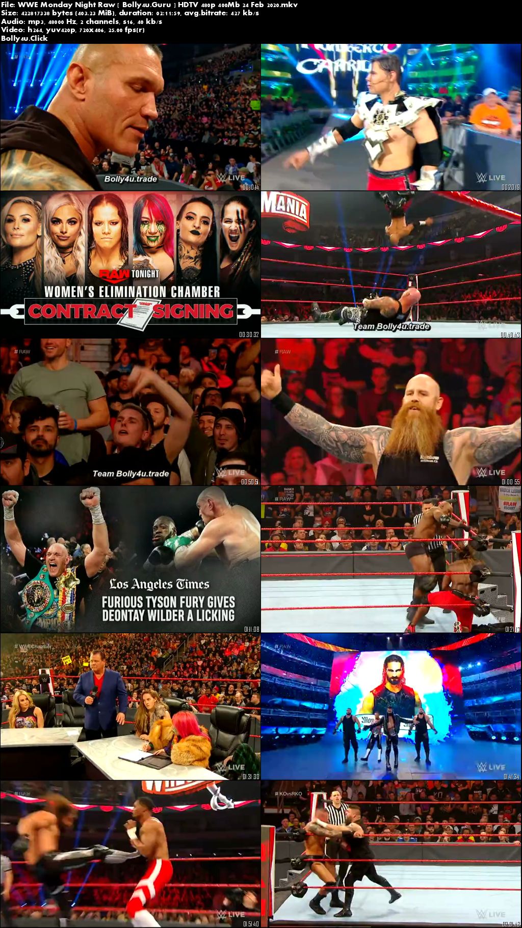 WWE Monday Night Raw HDTV 480p 400Mb 24 February 2020 Download