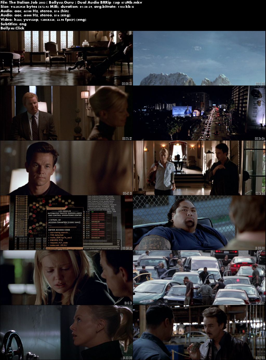 The Italian Job 2003 BRRip 400MB Hindi Dual Audio 480p Download