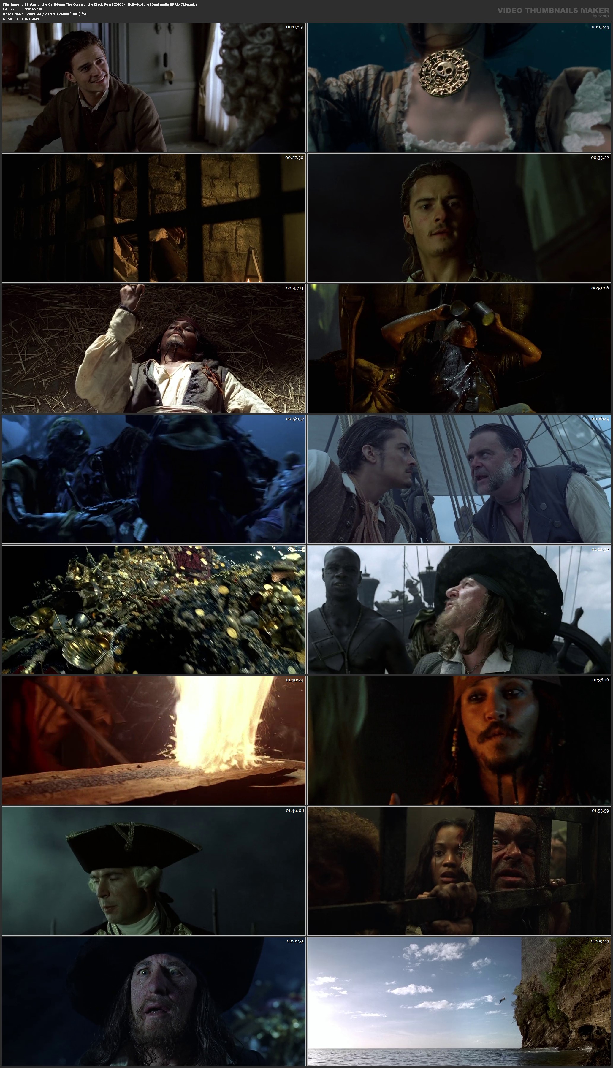 Pirates of the Caribbean The Curse of the Black Pearl 2003 BRRip 950Mb Hindi Dual Audio ORG 720p Download